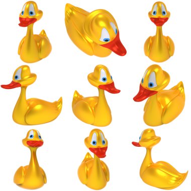 Yellow toy duck set clipart