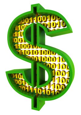 Sign dollar. Digital money concept. clipart