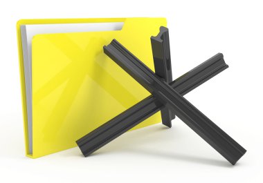 Yellow computer folder with anti-tank barrier clipart