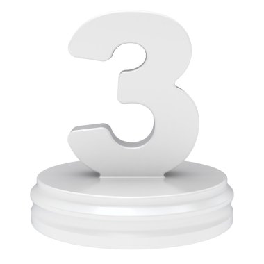 Abstract white number 3 clipart