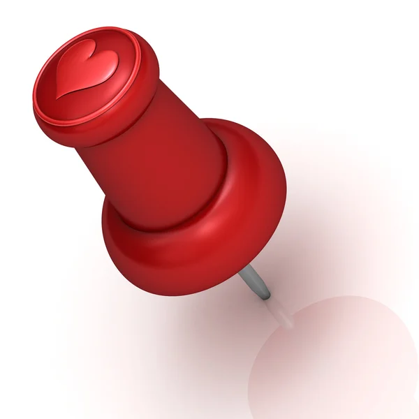 Red pin with heart — Stock Photo, Image