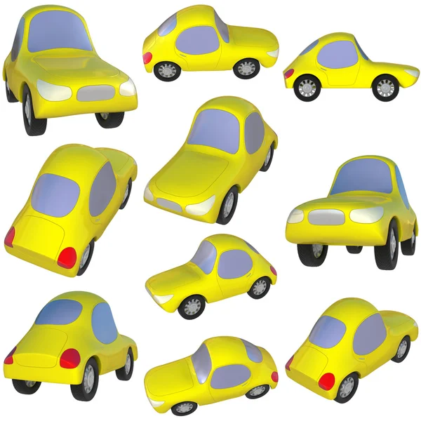 Conjunto de carro de brinquedo amarelo — Fotografia de Stock