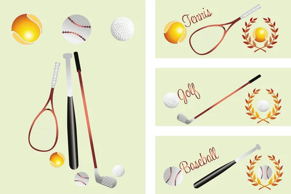 Tenisz - golf - baselball - bannerek a királyi címerek — Stock Vector