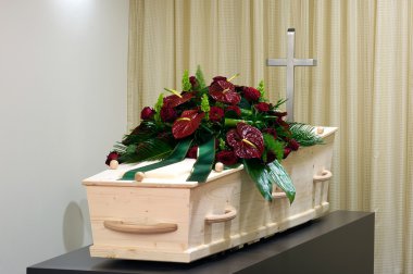 Coffin in morgue clipart