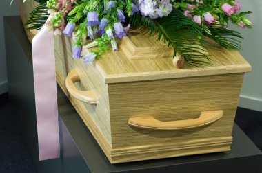 Coffin in morgue clipart