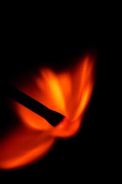Wooden matchstick igniting — Stock Photo, Image