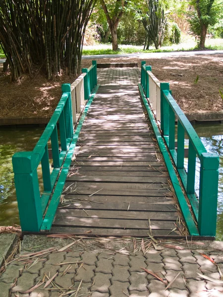 Puente de madera verde —  Fotos de Stock