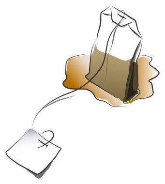 Tea bag with label clipart