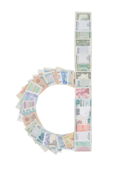 Litera d z pieniędzy — Zdjęcie stockowe