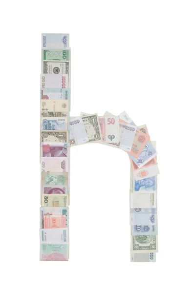 Letter h from money — Stock Photo, Image