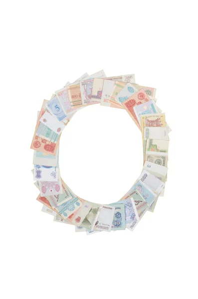 Letter o from money — Stock Photo, Image