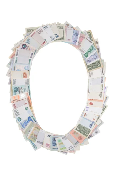 Number 0 from money — Stock Photo, Image