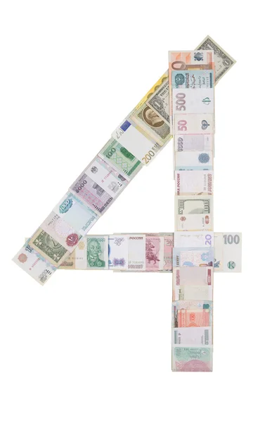 Número 4 do dinheiro — Fotografia de Stock