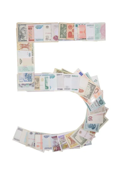 Number 5 from money — Stock Photo, Image