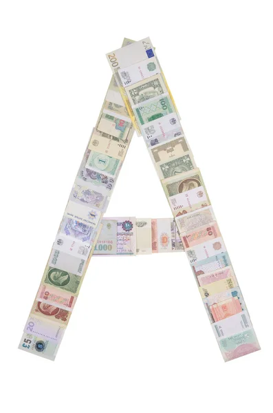 stock image Letter A from money