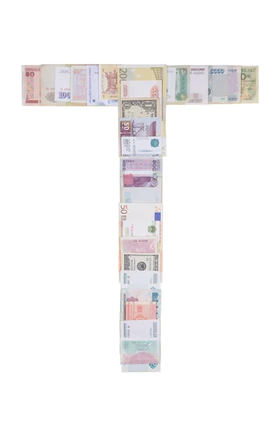 Carta t de dinheiro — Fotografia de Stock