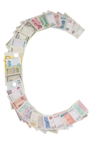 Letter C from money — Stock Photo, Image