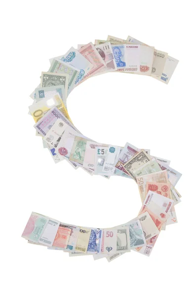 Letter S from money — Stock Photo, Image