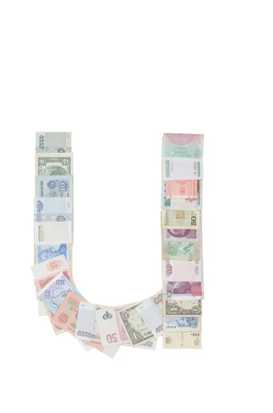 Litera u z pieniędzy — Zdjęcie stockowe