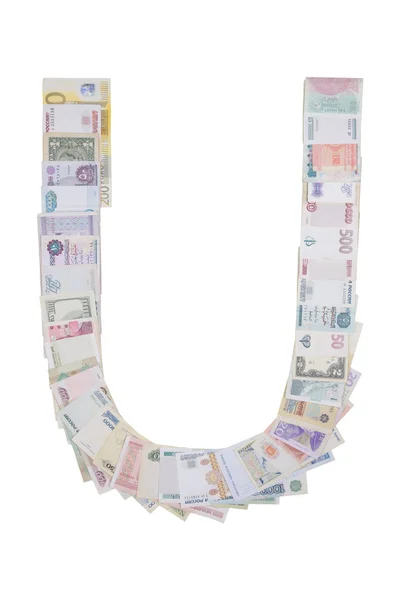 Letter U from money — Stock Photo, Image