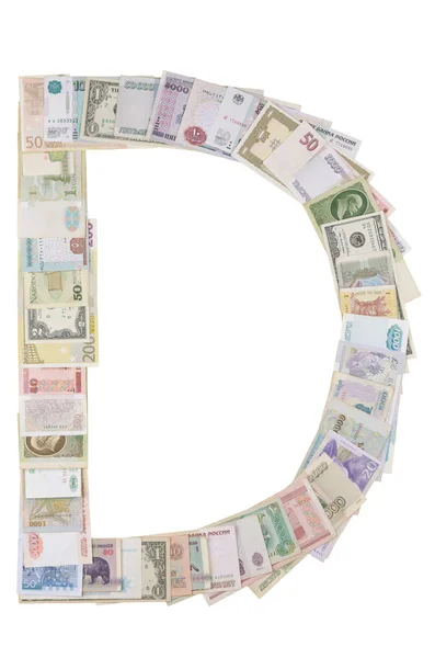 Letter D from money — Stock Photo, Image