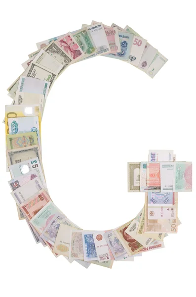 Carta g do dinheiro — Fotografia de Stock