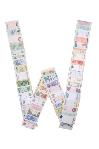 Letra w del dinero —  Fotos de Stock