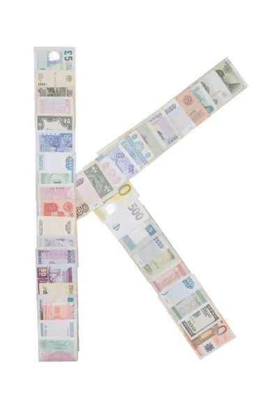 Letra k del dinero —  Fotos de Stock