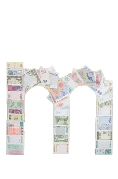 Letra M del dinero —  Fotos de Stock