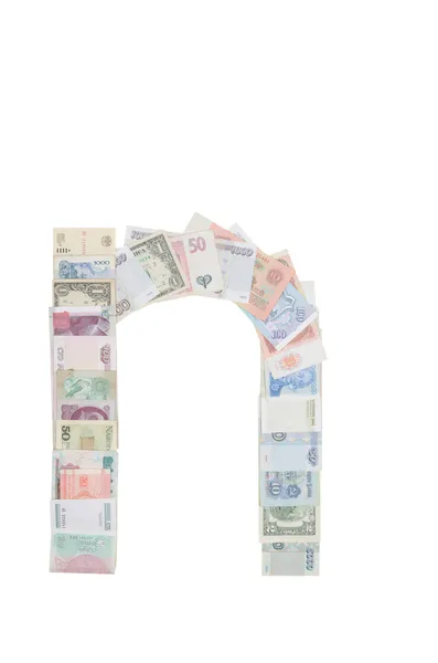 Písmeno n z peněz — Stock fotografie