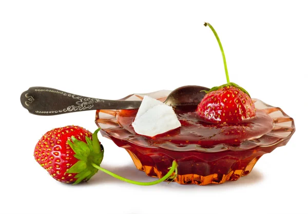 Jahodový džem a čerstvé jahody Stock Obrázky