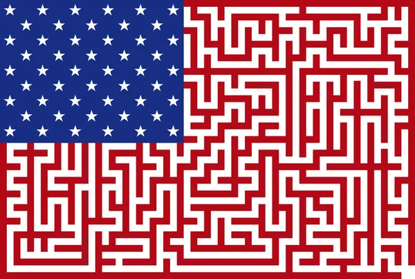 Conceptuele Amerikaanse doolhof vlag — Stockvector