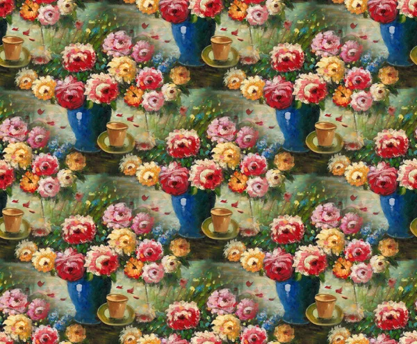Roses in Vase Seamless — Stock Photo, Image