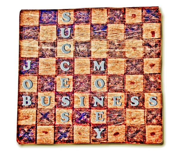 Le puzzle des mots croisés avec des mots d'affaires - emploi, succès, argent , — Photo