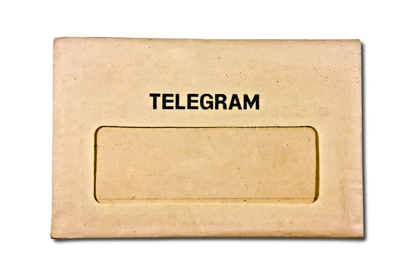 O envelope antigo de telegrama isolado sobre fundo branco — Fotografia de Stock