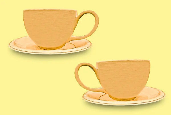 The Cup of coffee isolated on yellow background
