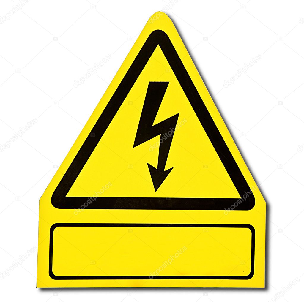 The Sign of danger of electricity from high voltage isolated on
