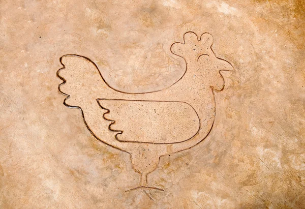 Järn mönstret raden av kyckling på cement golv — Stockfoto
