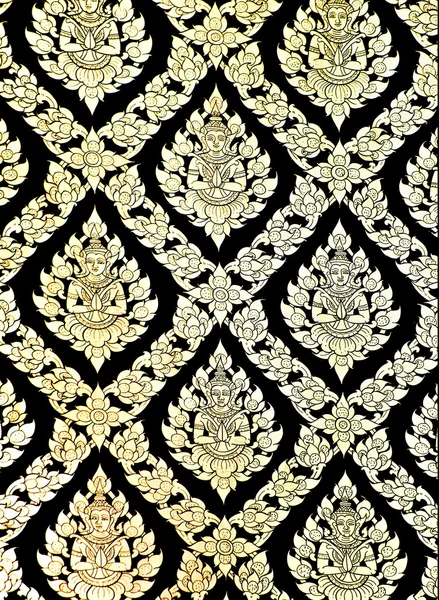The Traditional Thai style art golden painting pattern on the wa — Stock Photo, Image