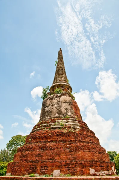 The Ruin of Buddha status and temple of wat mahathat in ayuttha — Stock Photo, Image
