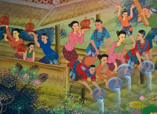 Kültür Tayland tarzı boyama sanatı — Stok fotoğraf