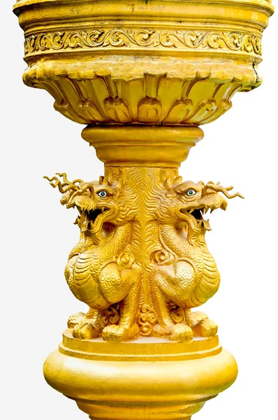 La fontana del vaso dello stato del drago isolato su sfondo bianco — Foto Stock