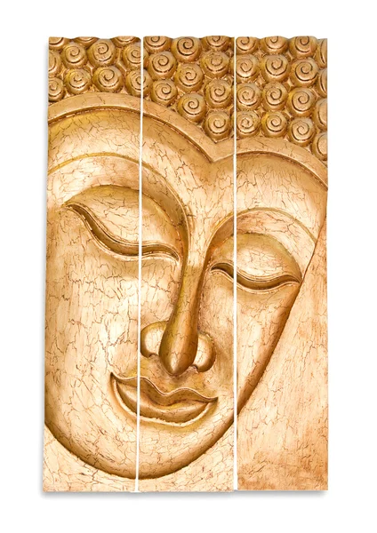 Carving trät av buddha status isolerad på vit bakgrund — Stockfoto