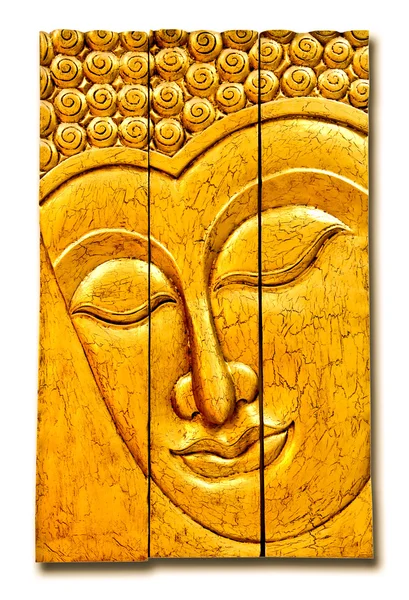 Das Schnitzholz des Buddha-Status isoliert auf weißem Hintergrund — Stockfoto