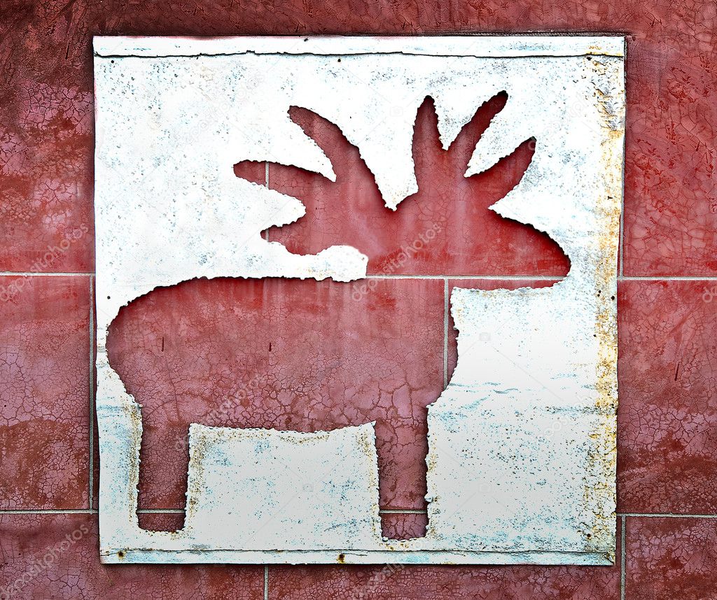 The Drilled reindeer on iron sheet background