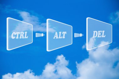 ctrl-alt-del mavi gökyüzü arka plan üzerinde soyut düğme