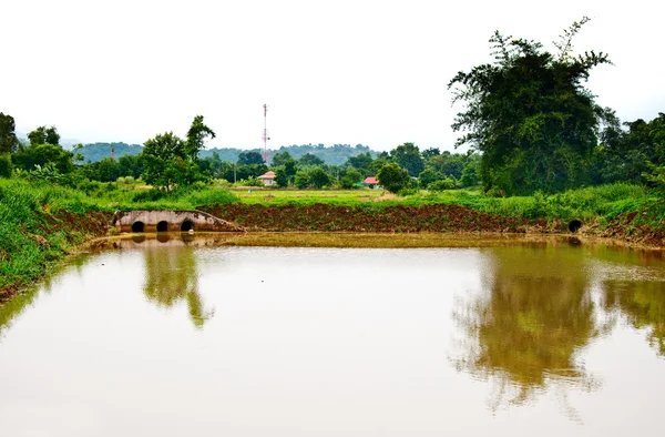 A água do reservatório para a agricultura — Fotografia de Stock