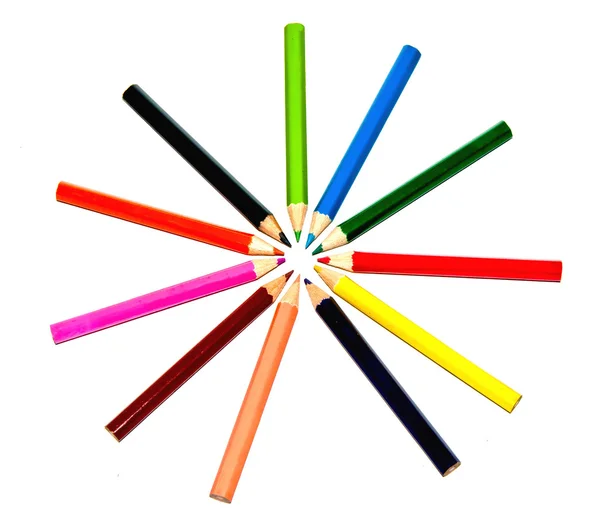 Warna pensil yang diisolasi pada latar belakang putih — Stok Foto