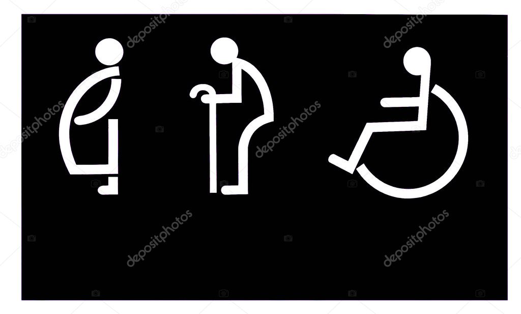 The Sign of restroom for old man and handicap and pregnant on bl