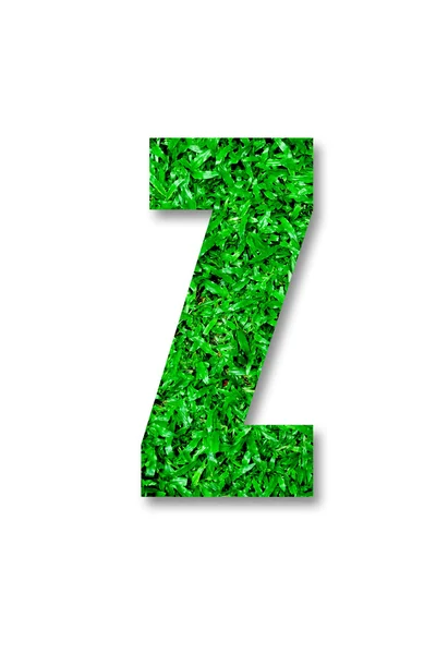 Beyaz arka plan üzerinde izole z yeşil çim alfabesi — Stok fotoğraf